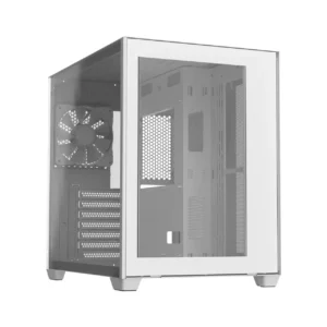 whiteeee1 FSP CMT380W White ATX Mid Tower Dual-Chamber Tempered Glass PC Case - CMT380W