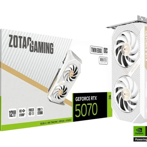 ZOTAC GAMING GeForce RTX 5070 Twin Edge OC White Edition 12GB GDDR7 PCIe 5.0 SFF-Ready Graphics Card ZT-B50700Q-10P
