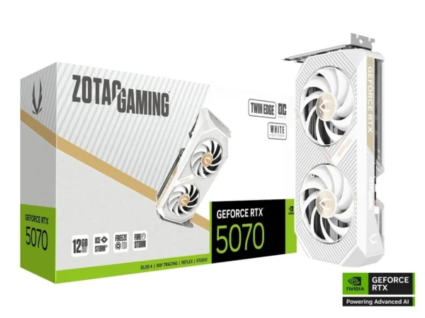 zt-b50700q-10p-image01 ZOTAC GAMING GeForce RTX 5070 Twin Edge OC White Edition 12GB GDDR7 PCIe 5.0 SFF-Ready Graphics Card ZT-B50700Q-10P
