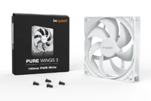 03_Pure_Wings_3_140mm_PWM_White_packshot BE QUIET! Pure Wings 3 140mm PWM White Rifle Bearing 1200RPM Low-Noise PC Case Fan - BL112