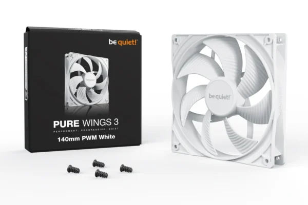 03_Pure_Wings_3_140mm_PWM_White_packshot BE QUIET! Pure Wings 3 140mm PWM White Rifle Bearing 1200RPM Low-Noise PC Case Fan - BL112