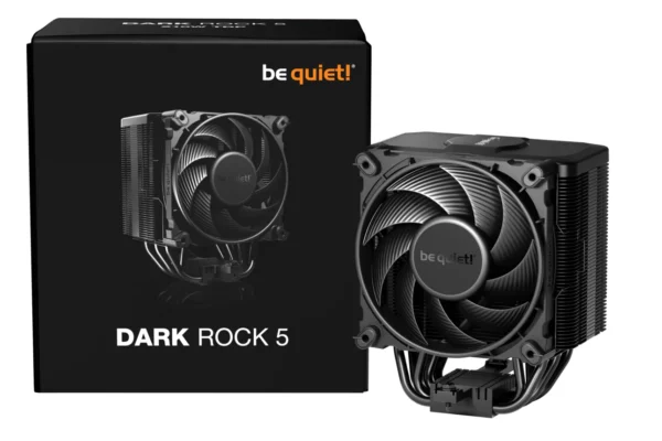 06_Dark_Rock_5 Be Quiet Dark Rock 5 High-End CPU Air Cooler 210W TDP 6 Heat Pipes Silent Wings 4 PWM Fan Black - BK035