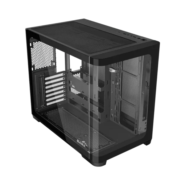 1763729850-V60E-03 SAMA - V60E Dual-Chamber Mid-Tower ATX PC Case - Tempered Glass - Black - V60E-BKADA0X1-GL