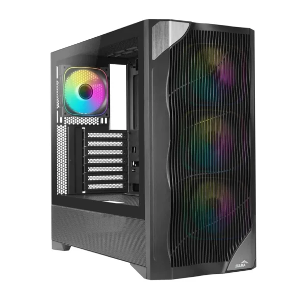 1764665894-DSC01231-1024x1024 SAMA V42 Mid-Tower ATX PC Case Wave Front Panel 4x ARGB PWM Fans Tempered Glass USB-C - V42-BKAMA4X1-GL