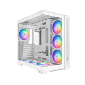 SAMA - V52 Mid-Tower ATX PC Case - Panoramic Dual Tempered Glass - 7x ARGB Fans - White - V52-WHADA7X1-GL