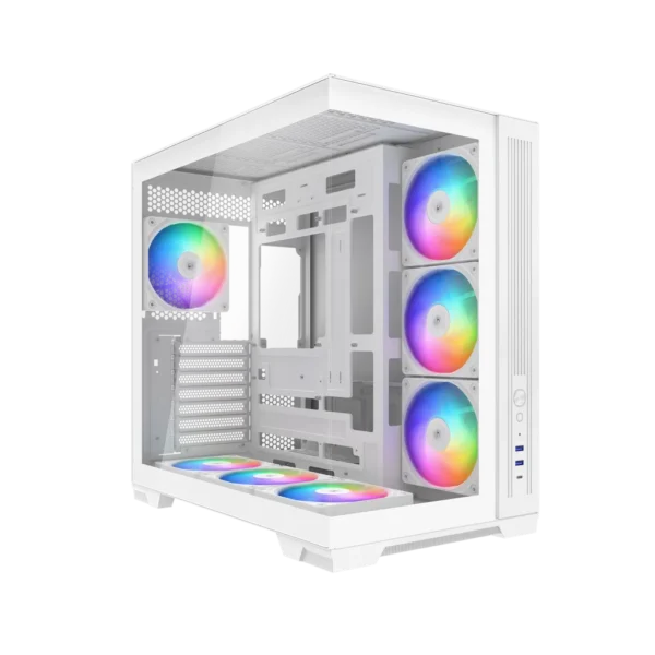 1784530897-V52白色玻璃1-1024x1024 SAMA - V52 Mid-Tower ATX PC Case - Panoramic Dual Tempered Glass - 7x ARGB Fans - White - V52-WHADA7X1-GL