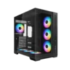 1784530901-V52黑色玻璃-1024x1024 SAMA V52 ATX Mid Tower Gaming Case Dual Tempered Glass Panoramic 7x ARGB Fans USB-C - V52-BKADA7X1-GL