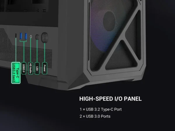 2AM-009W-000A6-06 SAMA S41 ATX Mid Tower Gaming Case High Airflow 12 Fan Support 4x ARGB Fans USB-C - S41-BKAMA4X1-GL