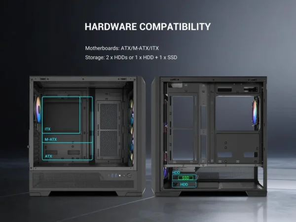 2AM-009W-000A6-07 SAMA S41 ATX Mid Tower Gaming Case High Airflow 12 Fan Support 4x ARGB Fans USB-C - S41-BKAMA4X1-GL