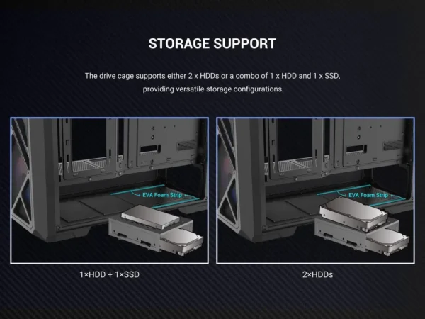 2AM-009W-000A6-09 SAMA S41 ATX Mid Tower Gaming Case High Airflow 12 Fan Support 4x ARGB Fans USB-C - S41-BKAMA4X1-GL