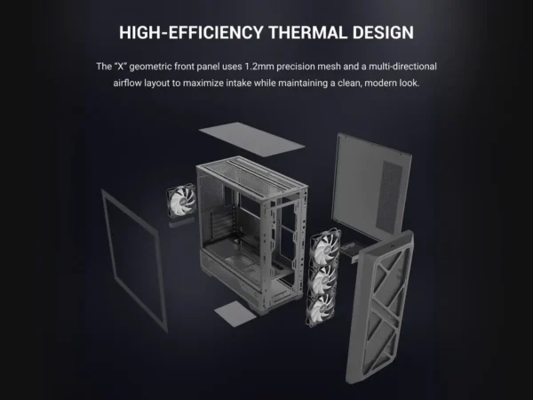 2AM-009W-000A6-10 SAMA S41 ATX Mid Tower Gaming Case High Airflow 12 Fan Support 4x ARGB Fans USB-C - S41-BKAMA4X1-GL