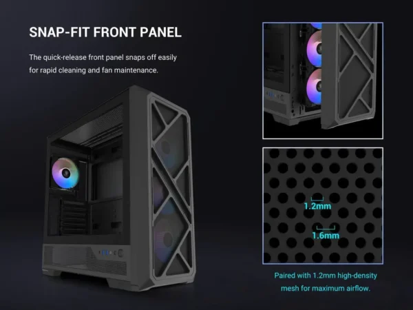 2AM-009W-000A6-11 SAMA S41 ATX Mid Tower Gaming Case High Airflow 12 Fan Support 4x ARGB Fans USB-C - S41-BKAMA4X1-GL