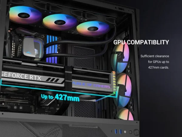 2AM-009W-000A6-12 SAMA S41 ATX Mid Tower Gaming Case High Airflow 12 Fan Support 4x ARGB Fans USB-C - S41-BKAMA4X1-GL
