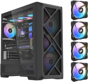 2AM-009W-000A6-15 SAMA S41 ATX Mid Tower Gaming Case High Airflow 12 Fan Support 4x ARGB Fans USB-C - S41-BKAMA4X1-GL