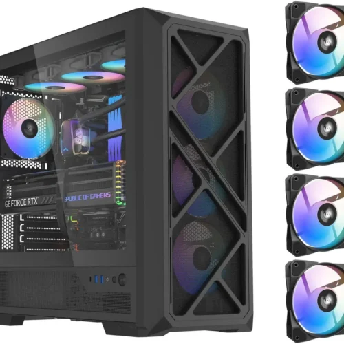 SAMA S41 ATX Mid Tower Gaming Case High Airflow 12 Fan Support 4x ARGB Fans USB-C - S41-BKAMA4X1-GL