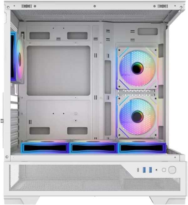 SAMA V43 White ATX Mid Tower Case 270° Panoramic Glass 6x 120mm ARGB PWM Fans - V43-WHADA6X1-GL