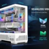 SAMA V43 White ATX Mid Tower Case 270° Panoramic Glass 6x 120mm ARGB PWM Fans - V43-WHADA6X1-GL
