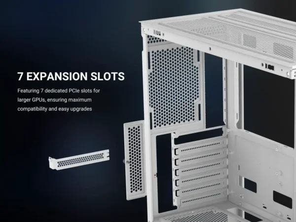 SAMA V43 White ATX Mid Tower Case 270° Panoramic Glass 6x 120mm ARGB PWM Fans - V43-WHADA6X1-GL