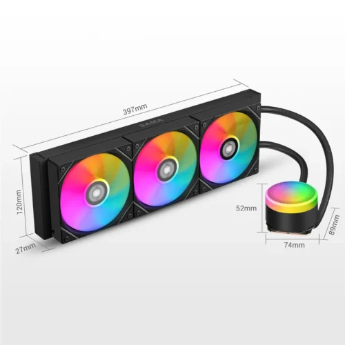 SAMA L60 Black 360mm ARGB AIO Liquid CPU Cooling System PWM Fans Intel/AMD - L60-BKWAYXO3-G