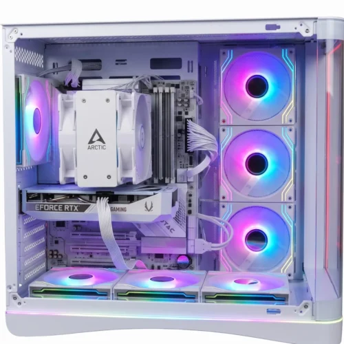 Monsoon | Mid-Range White Edition 1080p and 1440p Gaming PC: AMD Ryzen 5 9600X, RTX 5060 8GB, 16GB DDR5, 1TB Gen5 NVMe, Wi-Fi 7