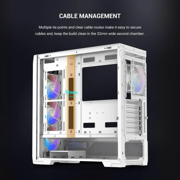 71RFWIrxdmL._AC_SL1500_ SAMA S41 White ATX Mid Tower Gaming Case 12 Fan Support Tempered Glass 4x ARGB Fans - S41-WHAMA4X1-GL