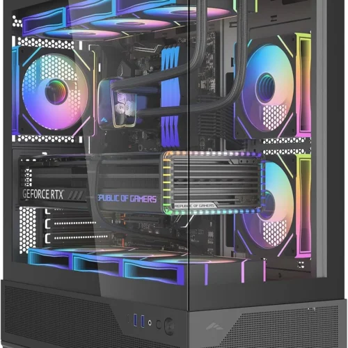 SAMA V43 Black ATX Mid Tower Case 270° Panoramic Glass 6x 120mm ARGB PWM Fans - V43-BKADA6X1-GL