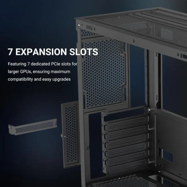 SAMA V43 Black ATX Mid Tower Case 270° Panoramic Glass 6x 120mm ARGB PWM Fans - V43-BKADA6X1-GL