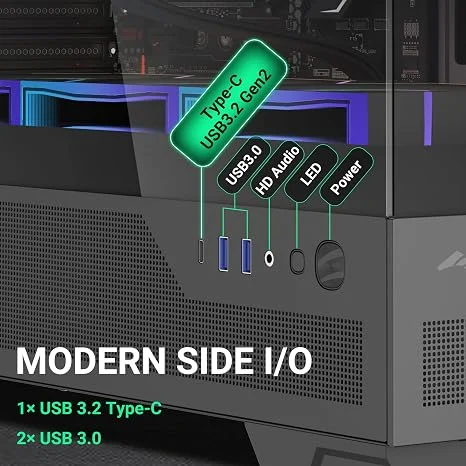 SAMA V43 Black ATX Mid Tower Case 270° Panoramic Glass 6x 120mm ARGB PWM Fans - V43-BKADA6X1-GL
