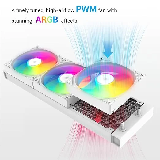 SAMA L60 White 360mm ARGB AIO Liquid CPU Cooling System PWM Fans Intel/AMD - L60-WHWAYXO3-G