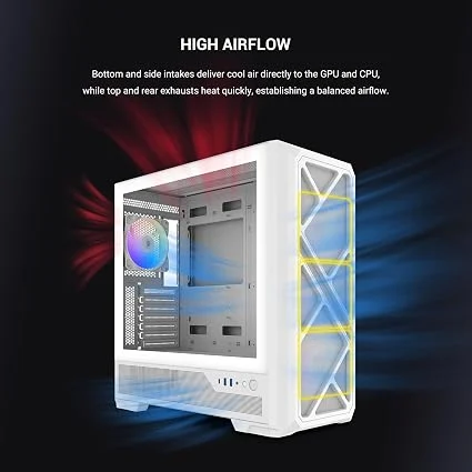 71w4QMBnwEL._AC_SX425_ SAMA S41 White ATX Mid Tower Gaming Case 12 Fan Support Tempered Glass 4x ARGB Fans - S41-WHAMA4X1-GL