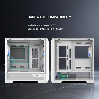 81KMFiMSJ3L._AC_SX425_ SAMA S41 White ATX Mid Tower Gaming Case 12 Fan Support Tempered Glass 4x ARGB Fans - S41-WHAMA4X1-GL