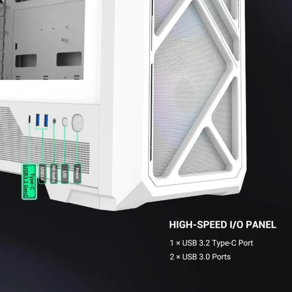 81SHHubgluL._AC_SL1500_ SAMA S41 White ATX Mid Tower Gaming Case 12 Fan Support Tempered Glass 4x ARGB Fans - S41-WHAMA4X1-GL