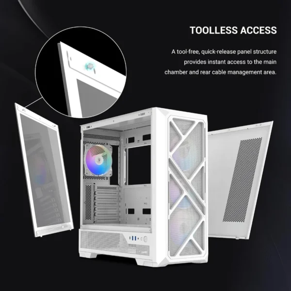 81caJWBG7sL._AC_SL1500_ SAMA S41 White ATX Mid Tower Gaming Case 12 Fan Support Tempered Glass 4x ARGB Fans - S41-WHAMA4X1-GL
