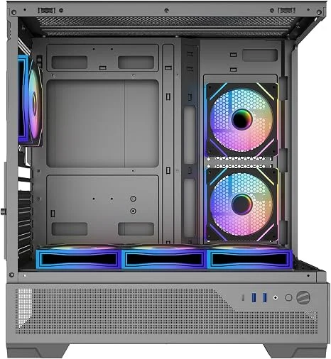 SAMA V43 Black ATX Mid Tower Case 270° Panoramic Glass 6x 120mm ARGB PWM Fans - V43-BKADA6X1-GL