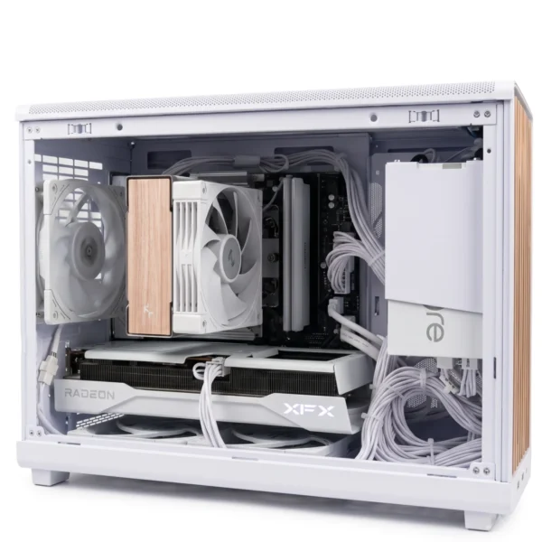 Nimbus Prime | Mid-Range 1440p Gaming & Content Creation PC - AMD Ryzen 5 9600X, Radeon RX 9060 XT 16GB, 32GB DDR5, 1TB Gen5 NVMe (White/Wood Aesthetic)