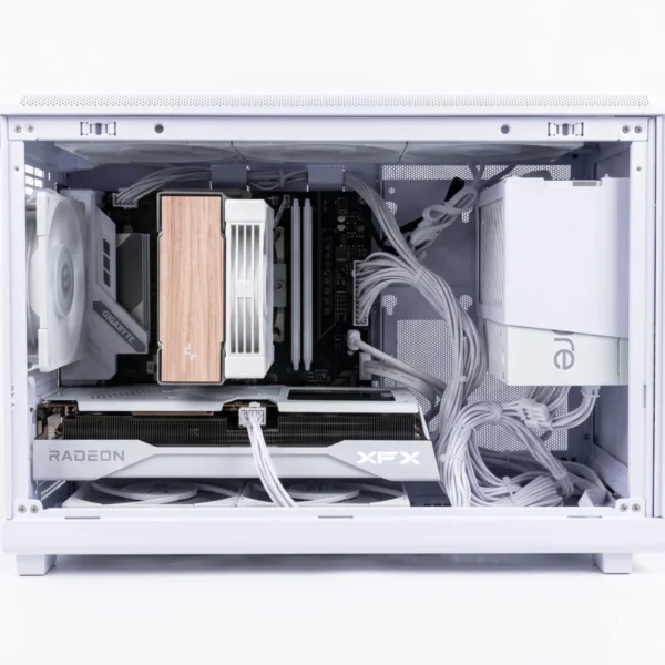 Nimbus Prime | Mid-Range 1440p Gaming & Content Creation PC - AMD Ryzen 5 9600X, Radeon RX 9060 XT 16GB, 32GB DDR5, 1TB Gen5 NVMe (White/Wood Aesthetic)