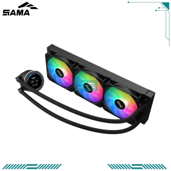 a1d2d9_1bc797b03d224e21bbe4834fbc63dd07~mv2 SAMA SM360LD Black 360mm ARGB AIO Liquid CPU Cooler Programmable LCD Display 3x PWM Fans - 360LD-BKWAYNO3-G