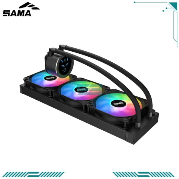 a1d2d9_539845e4dd7d40e09eb308155cfeb2c2~mv2 SAMA SM360LD Black 360mm ARGB AIO Liquid CPU Cooler Programmable LCD Display 3x PWM Fans - 360LD-BKWAYNO3-G