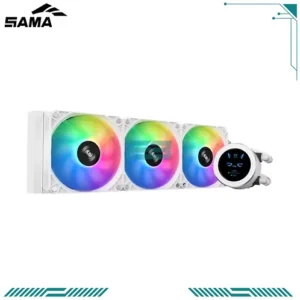 a1d2d9_66aab6bbf72d4285b9becbfc86141bea~mv2 SAMA SM360LD White 360mm ARGB AIO Liquid CPU Cooler Programmable LCD Display 3x PWM Fans - 363-0LD-WHWAYNOG