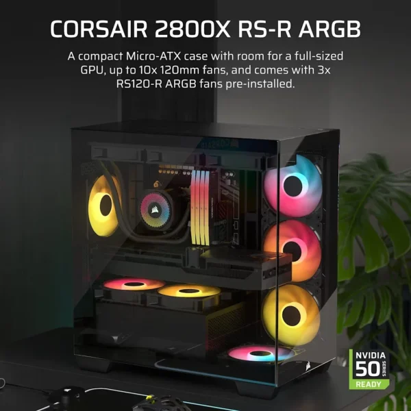Layer3_a02dfc56-82b3-4baf-ac06-17bc8ccd31de CORSAIR 2800X RS-R ARGB Micro-ATX PC Case, Black - CC-9011347-WW