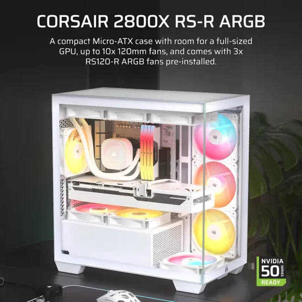 Layer9_b3564cc6-919f-4b16-899e-a9402526345d CORSAIR 2800X RS-R ARGB Micro-ATX PC Case, White - CC-9011348-WW