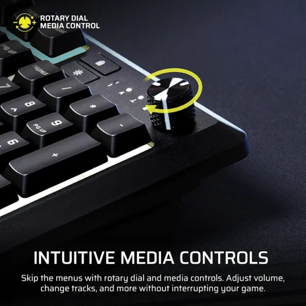CORSAIR SKIFF 100 PLUS Wired RGB Membrane Gaming Keyboard with 6 G-Keys and Rotary Dial - CH-9226I65-NA