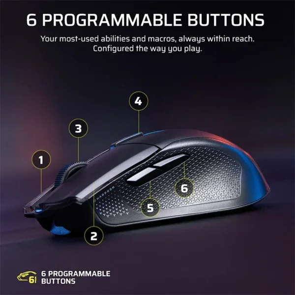 Harpoon_v2_Wireless_Artboard05_AA CORSAIR Harpoon v2 Tri-Mode Wireless Gaming Mouse Black, Marksman 26K Sensor, 6 Buttons - CH-9311110-WW