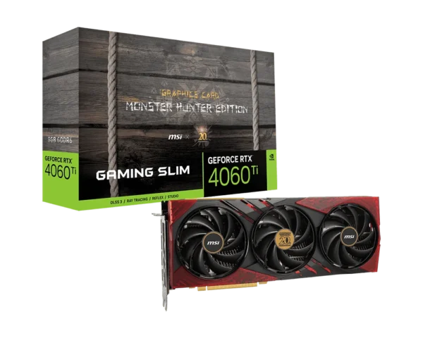 MSI GeForce RTX 4060 Ti 8GB Gaming Slim Monster Hunter Edition Graphics Card - RTX 4060 Ti 8G Gaming Slim Monster Hunter Edition
