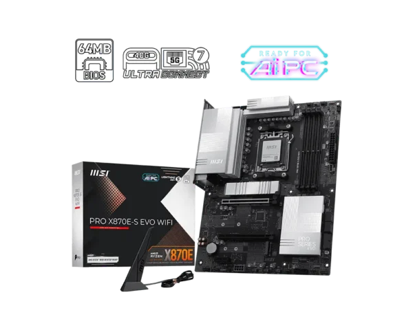 MSI - PRO X870E-S EVO WIFI ATX Motherboard for AMD Ryzen 9000/8000/7000 Series - PRO X870E-S EVO WIFI