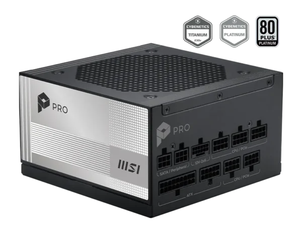 product_176604404600c1b34efb0e9934a4f2ccb00e21b863 MSI PRO 1000W 80 PLUS Platinum Fully Modular ATX 3.1 PCIe 5.1 Power Supply - PRO A1000PL PCIE5