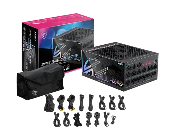 product_1767164182bb3a38b46ac40408bfd941f74fa503d4 MSI - 1300W 80 PLUS Titanium Fully Modular ATX 3.1 PCIe 5.1 Power Supply - MPG Ai 1300TS PCIE5