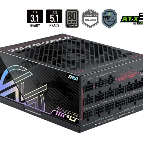MSI - 1300W 80 PLUS Titanium Fully Modular ATX 3.1 PCIe 5.1 Power Supply - MPG Ai 1300TS PCIE5
