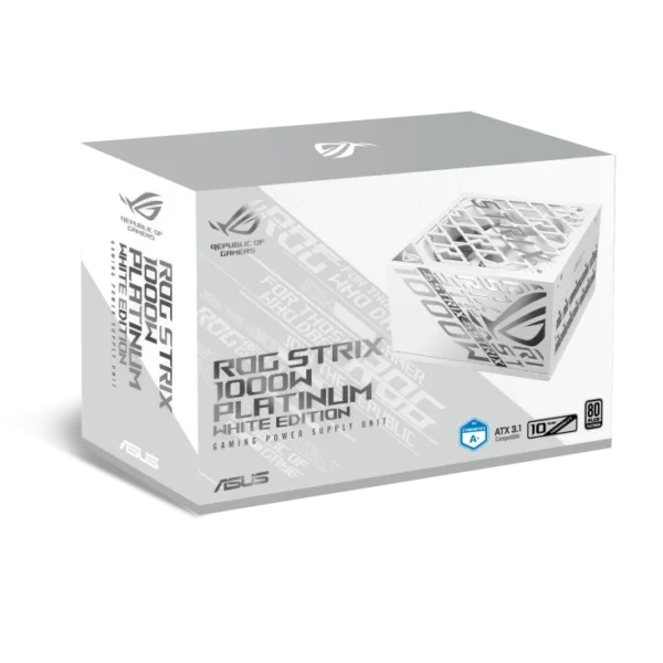 ASUS ROG Strix 1000W Platinum White Edition ATX 3.1 Modular Power Supply - ROG-STRIX-1000P-GAMING-WHITE