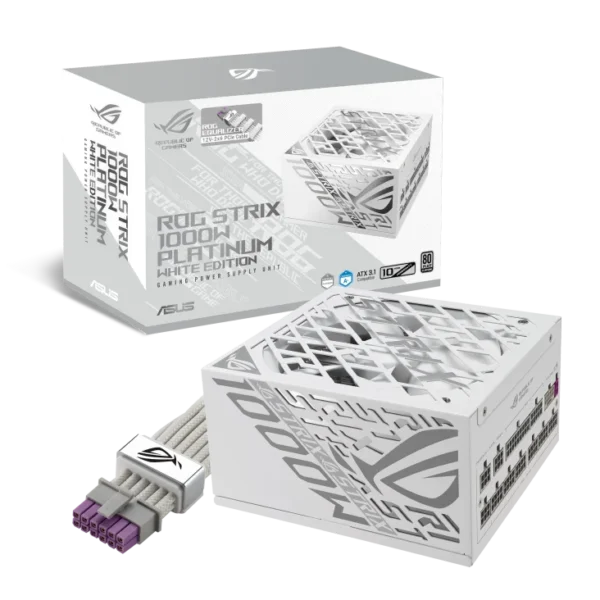 ASUS ROG Strix 1000W Platinum White Edition ATX 3.1 Modular Power Supply - ROG-STRIX-1000P-GAMING-WHITE